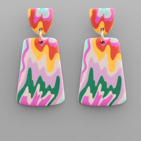 Clay Marble Geometric Earrings - Picture 2 of 2